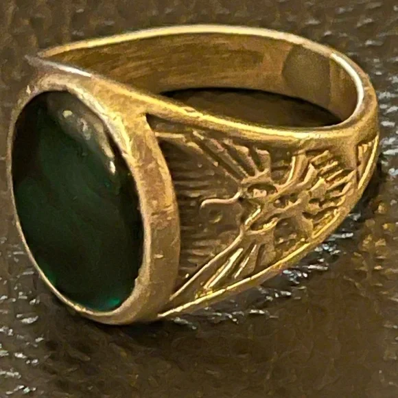 Native Eagle Magical Cabochon Abalone 🦅 Sterling Silver 925 Ring size 14 1/2🟣 - Picture 3 of 8